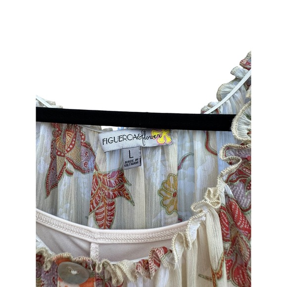 Figueroa & Flower Tiered Maxi Floral Print Patchwork Oversized 3/4 Puff Sleeves - Picture 3 of 14